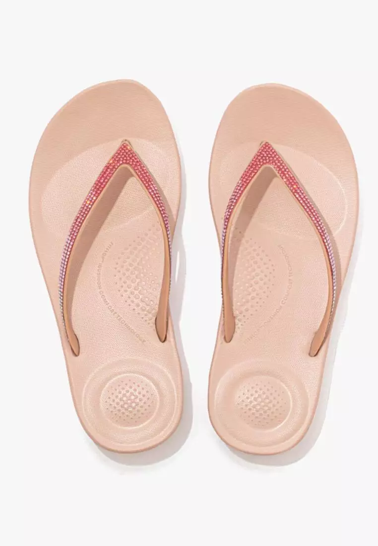 Discount on Fitflop  shoes - SKU: Iqushion Ombre Sparkle Women's Flip-Flops Beige