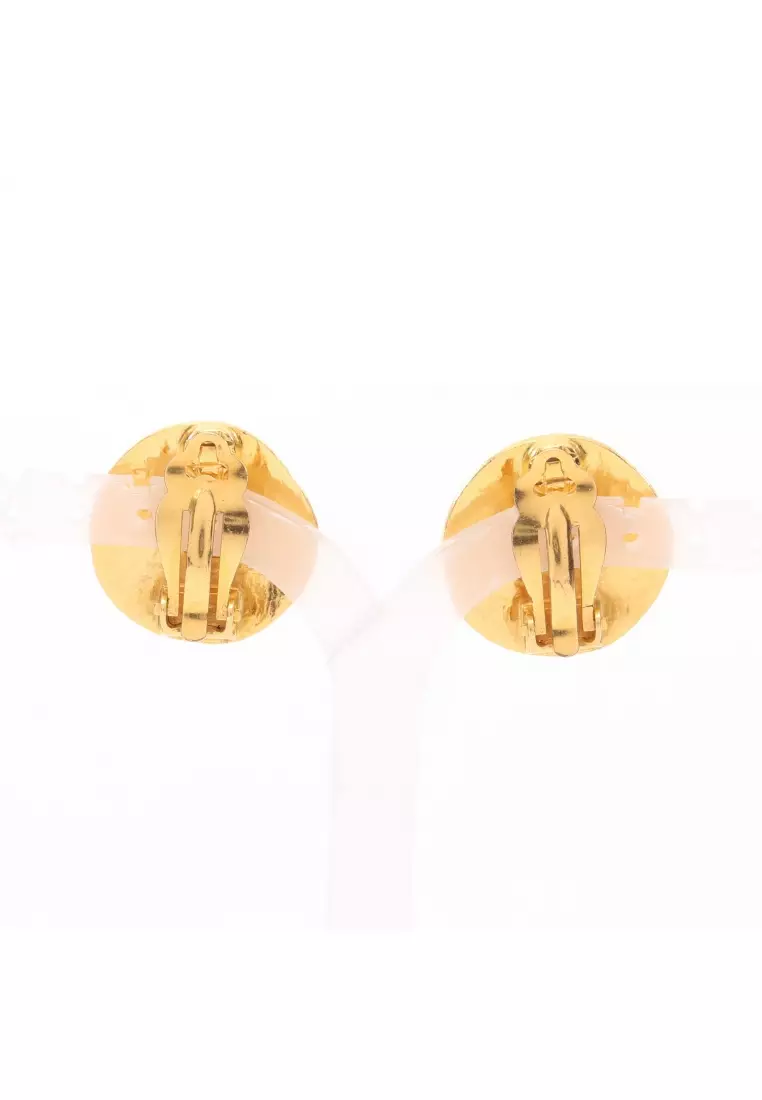 Pre-Loved Chanel coco mark Circle earrings GP gold 96P