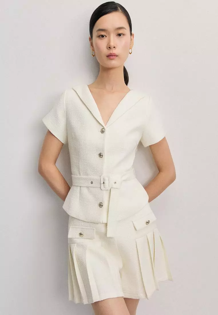 Pleated Tweed Mini Skort