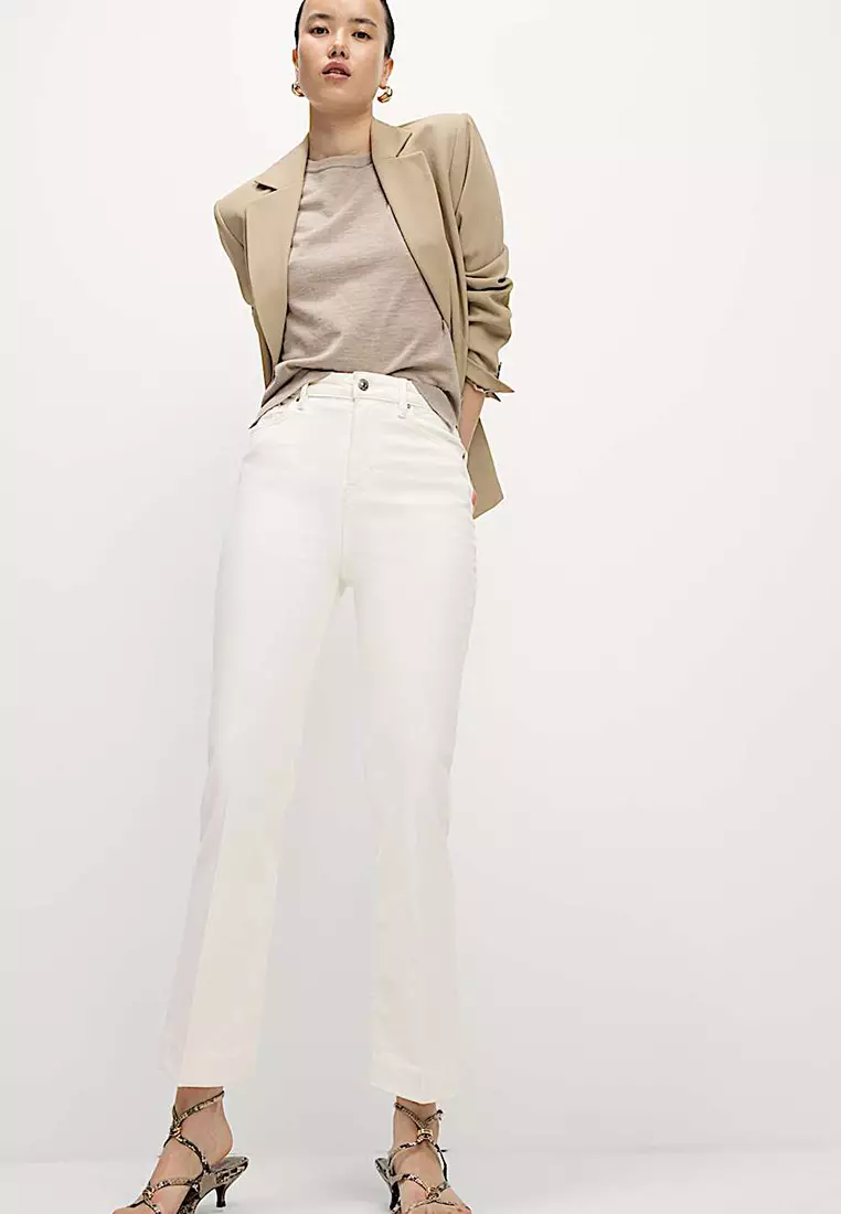 High Waisted Slim Flare Cropped Jeans