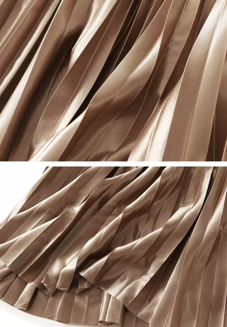 高腰亮面百褶裙 AF-6623