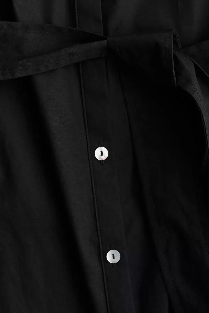 Puff-sleeved poplin dress