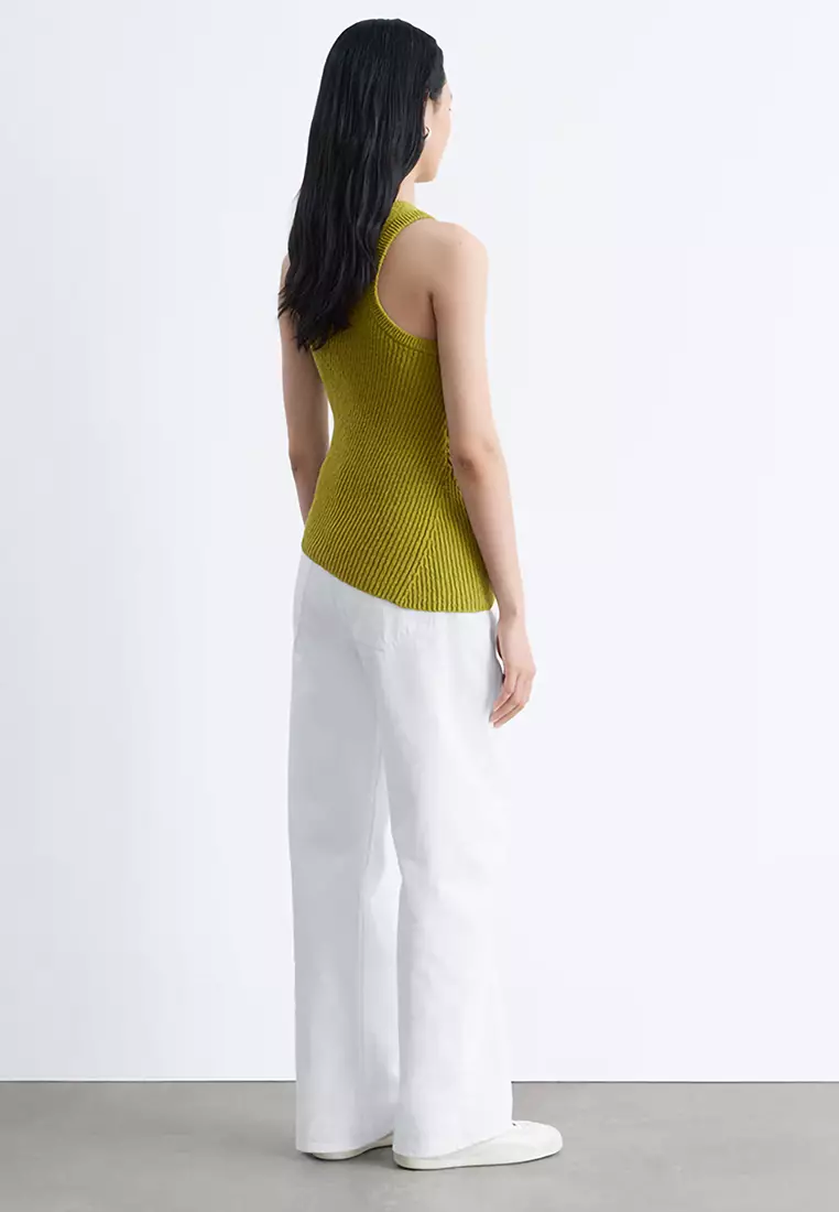 不對稱羅紋針織背心