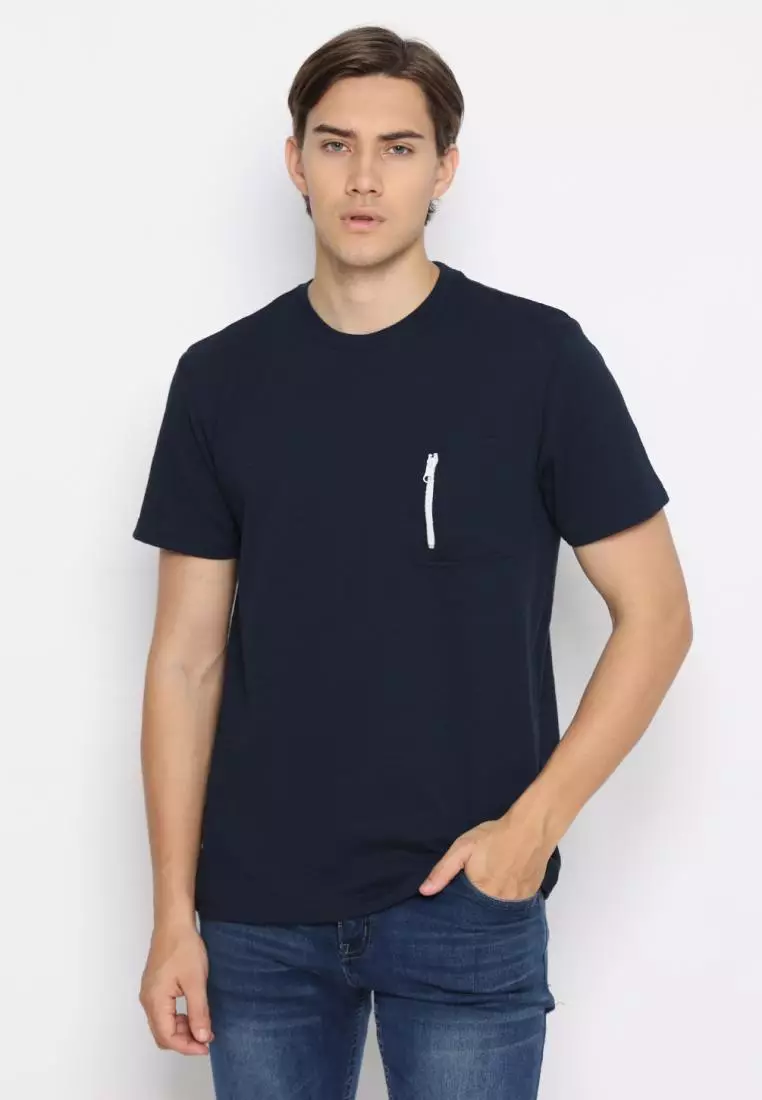 MATSUDA Kaos Polos 24S Texture Honeycomb T Shirt Saku Zipper Koka