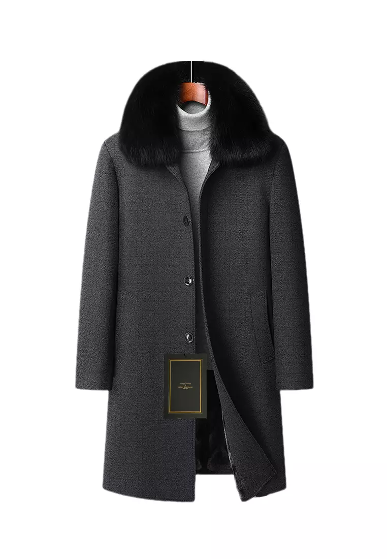 Mens fur store collar coats