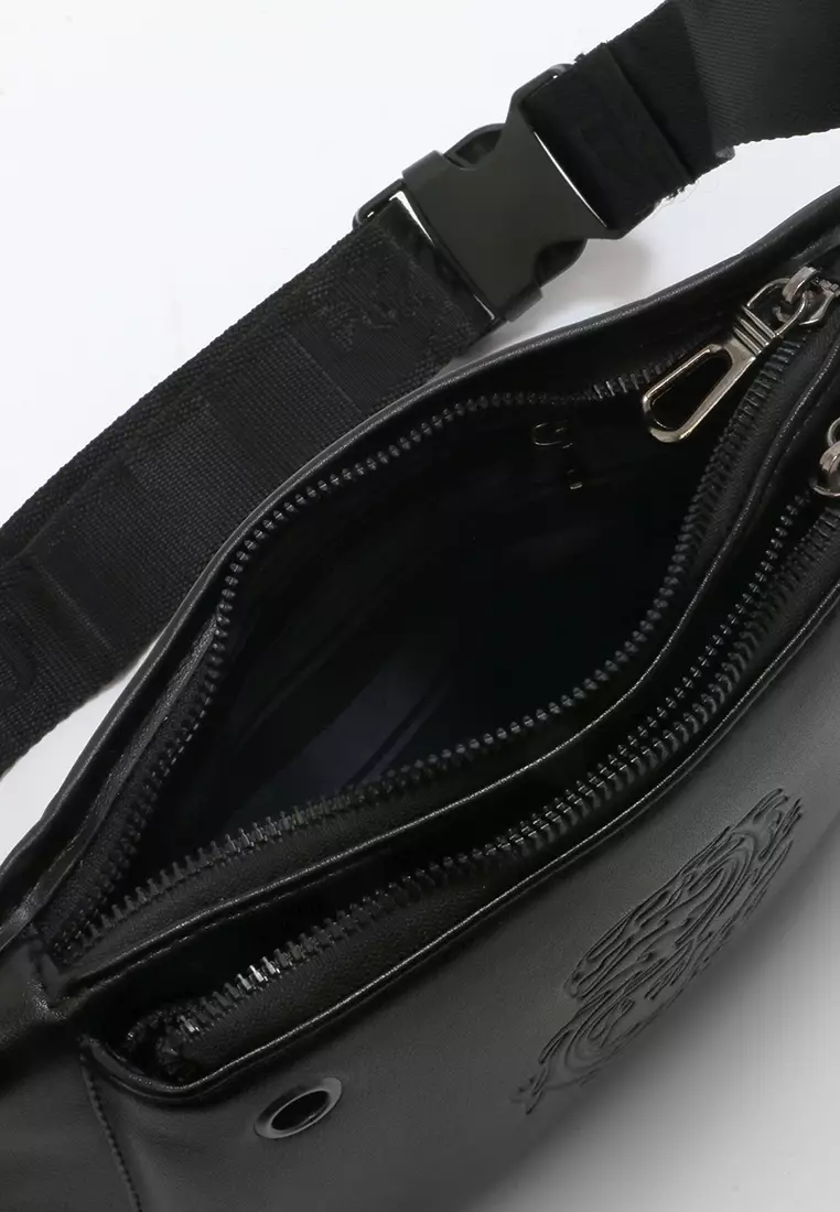 Atera Waistbag Pria Casual Fashion Style Desain Dragon Large Storage Material Leather ORIGINAL - Black