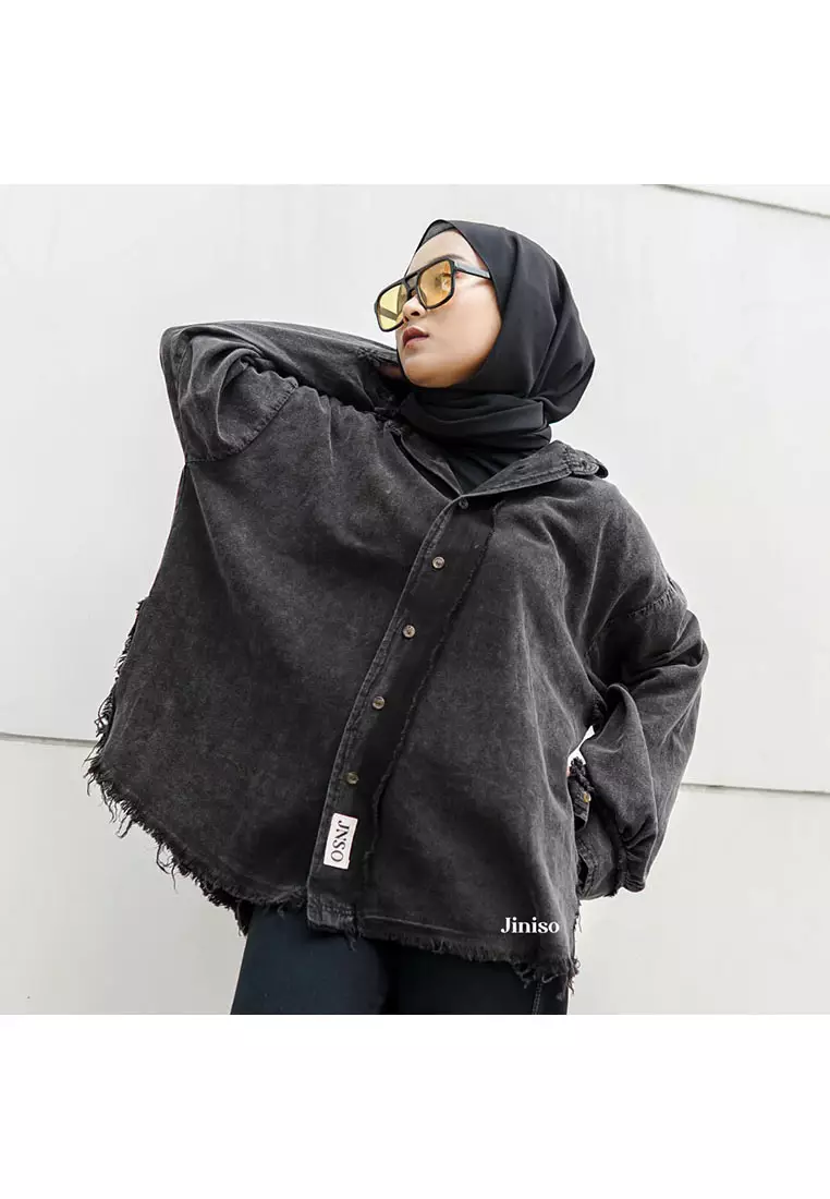 Kemeja Denim Raw Oversize Unisex HYPER ACTIVE