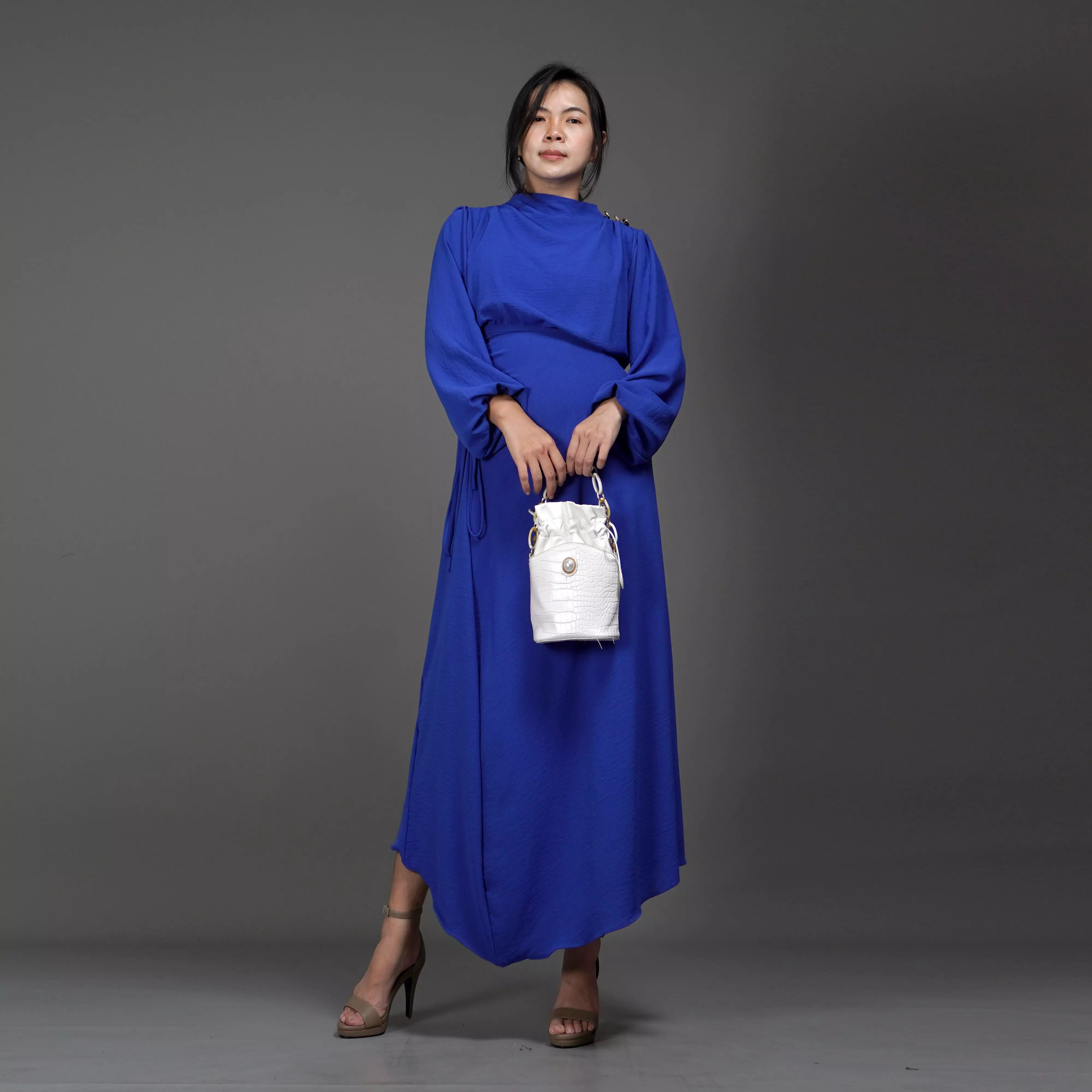  HALTERIA Dress Pesta Longdress Gamis Wanita Polos - BIREL