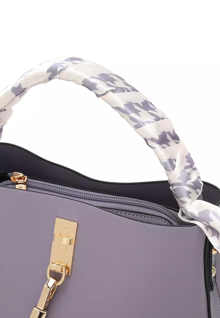 Women's Chain Top Handle Bag / Sling Bag / Crossbody Bag / Shoulder Bag (Tas Selempang Wanita / Tas Tangan Wanita / Tas Bahu Wanita) - Ungu