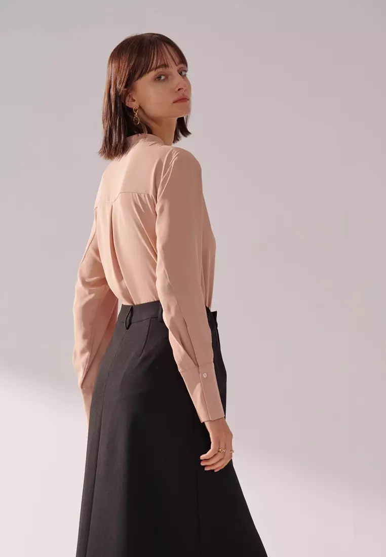 Mist Peach Tie Blouse