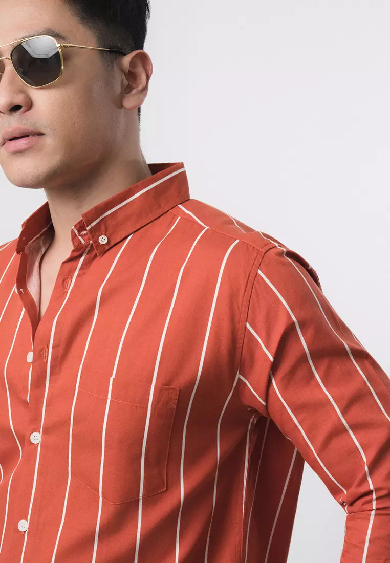 Vicente Stripe Terracotta LS