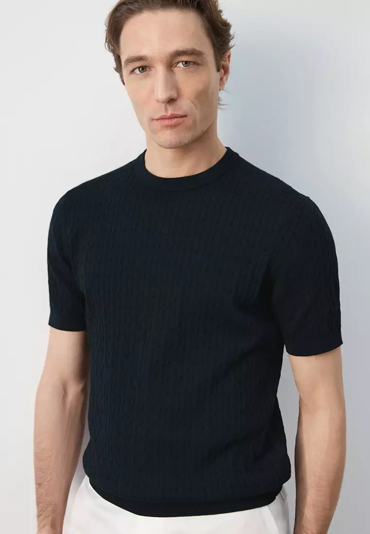 Cable Knit T-Shirt 100% Cotton