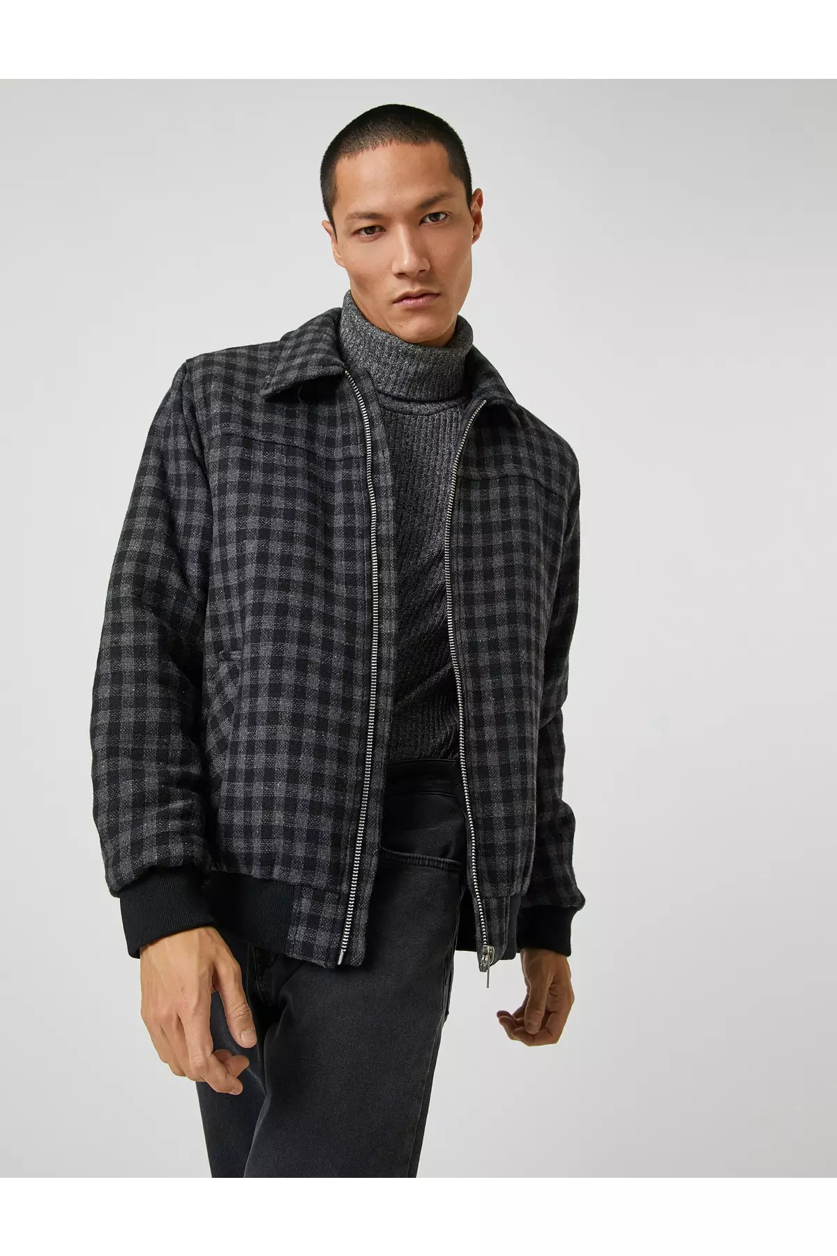 ジャケット・アウター PHENOMENON HOUNDSTOOTH STAND COLLAR JKT Linen Houndstooth Stand Collar Jacket – La Garçonne