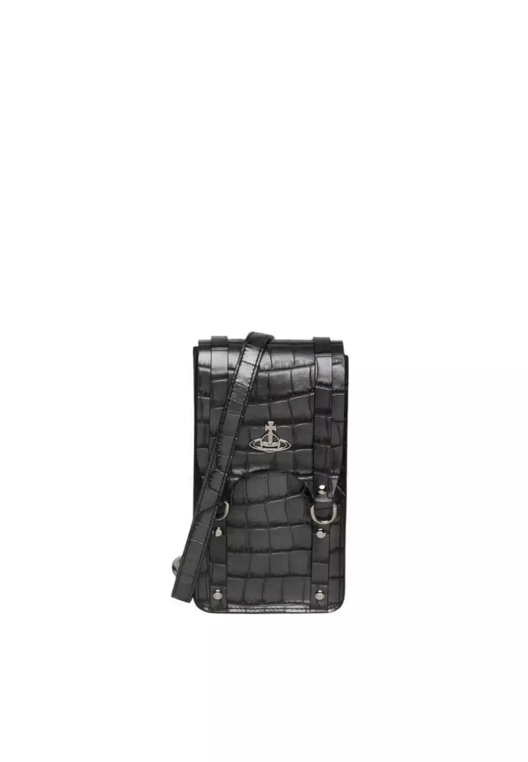Vivienne Westwood Crocodile Embossed Leather Crossbody Bag