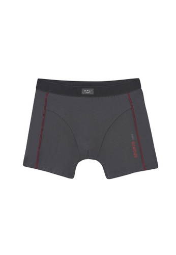 DAGİ grey Anthracite Boxer, Slim Fit, Elastic Waistband, Red Ribbed, Underwear for Men 83C7BUSA67BE74GS_1