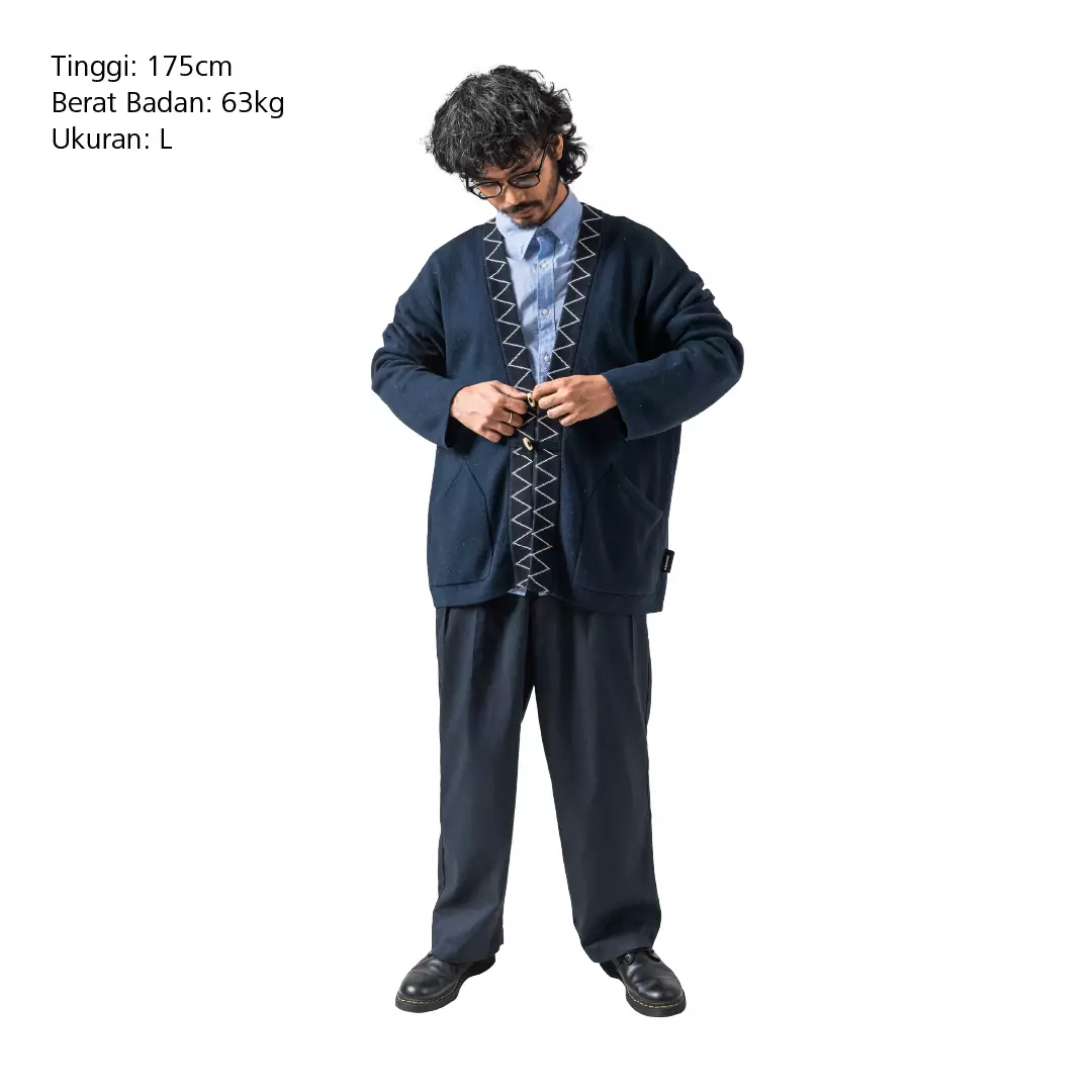 Depiction Cardigan Jacket Outer Knitwear Rajut Comfort - Navy