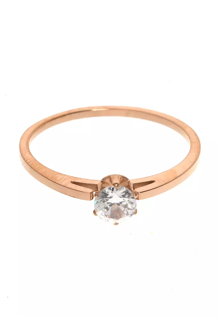 Cincin Diamond Aksesoris Wanita Fashion Ring Premium Quality - Rose Gold