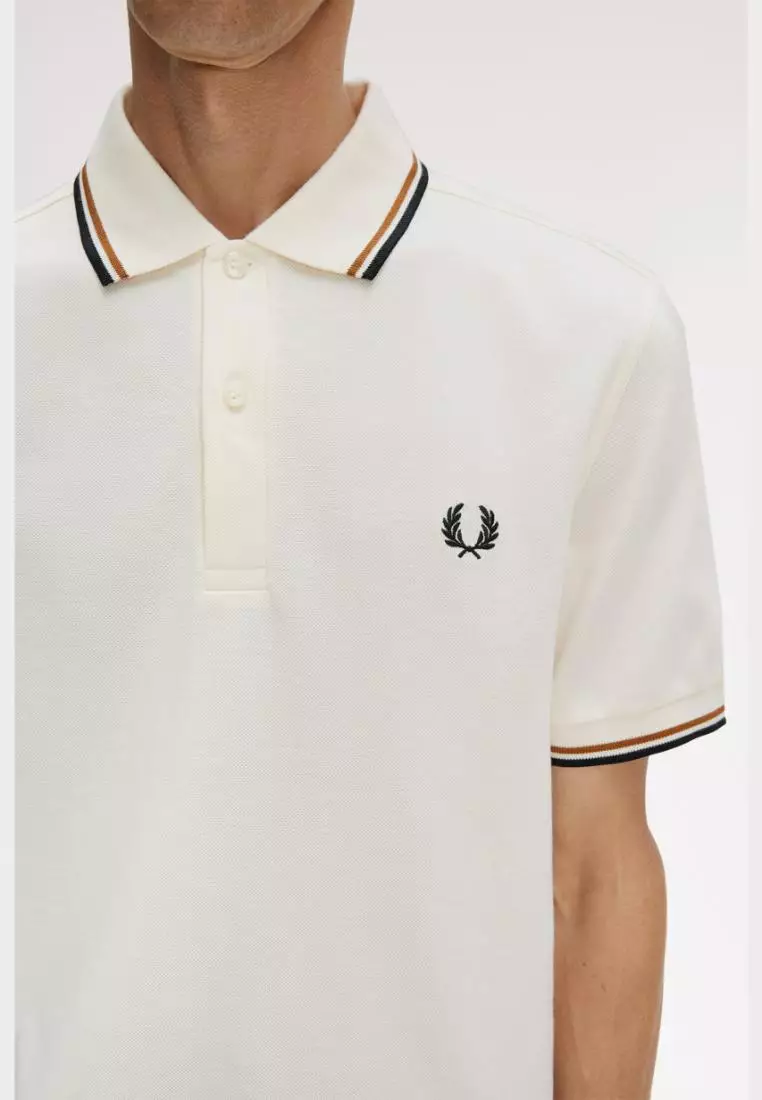 Fred Perry M3600 Twin Tipped Fred Perry Shirt (Ecru / Dark Carmel / Black)