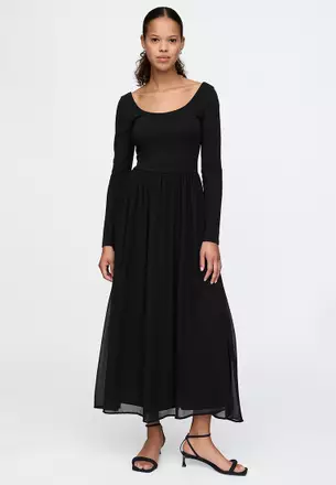 midi dress lace sleeves There's Nothing To It Black Lace Tiered Midi Dress