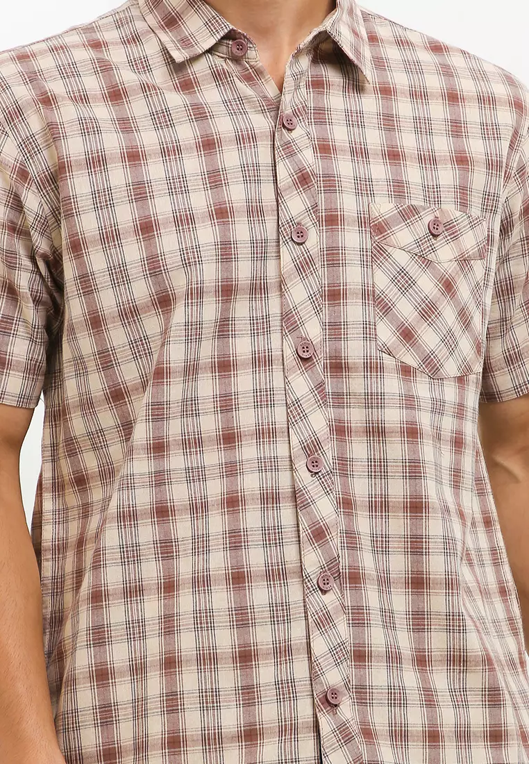 Kemeja Motif Kotak-kotak Lengan Pendek E019P21