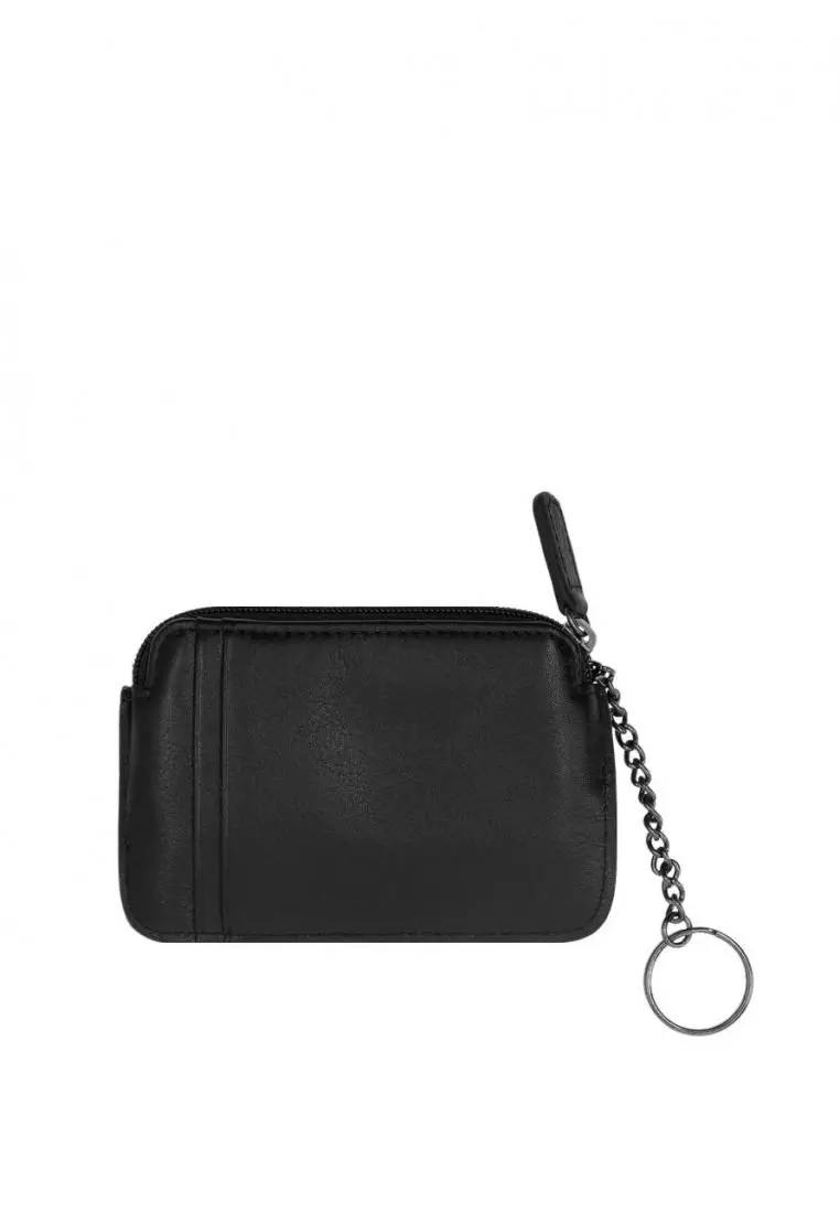 Crossing Prime Leather Key Coin Pouch With Card Slots - Black