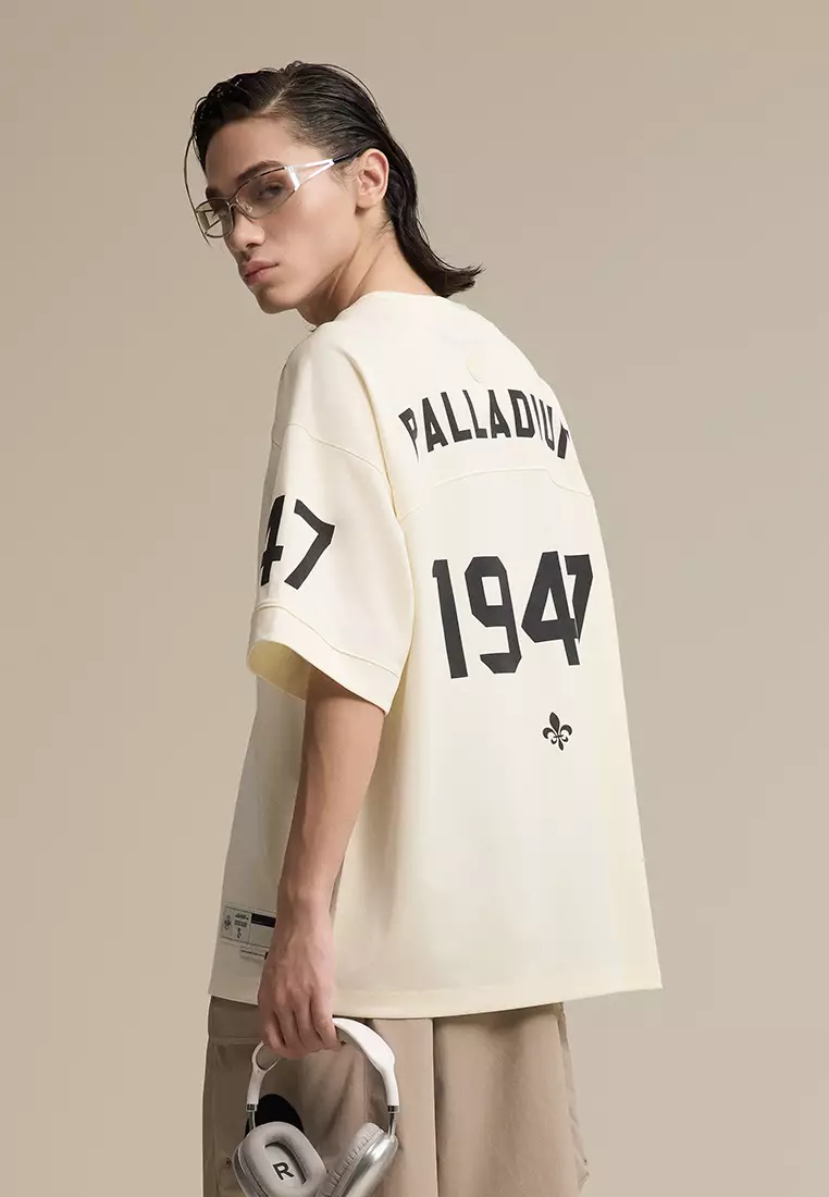 男裝 LOGO 復古風格寬鬆落肩T裇