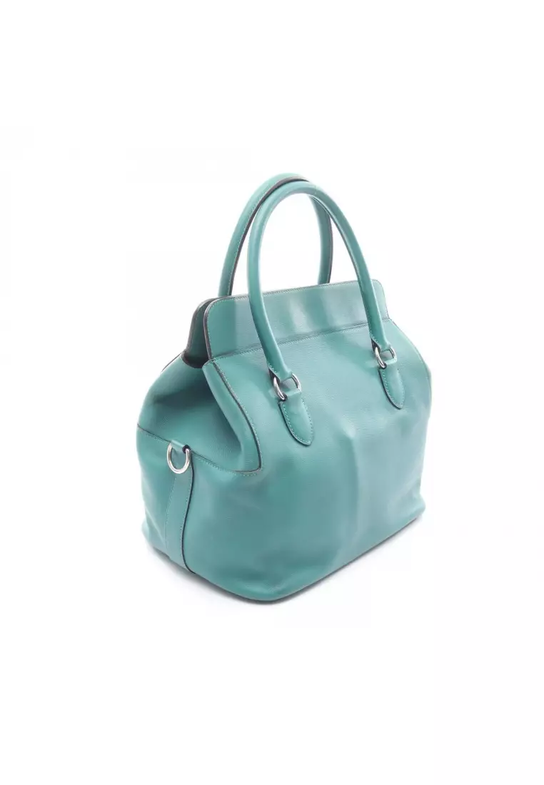Pre-Loved Hermès Toolbox 26 Malachite Handbag Veau Swift green silver hardware □ R stamp