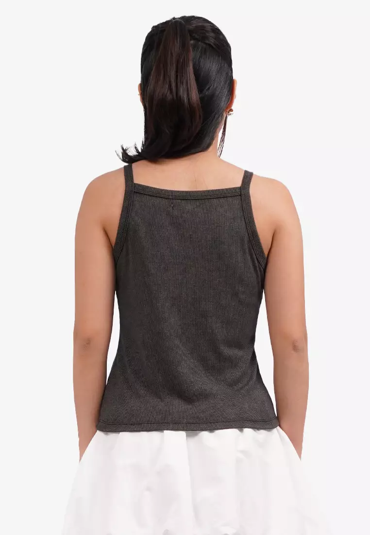 Washed Eyelet Tank Top