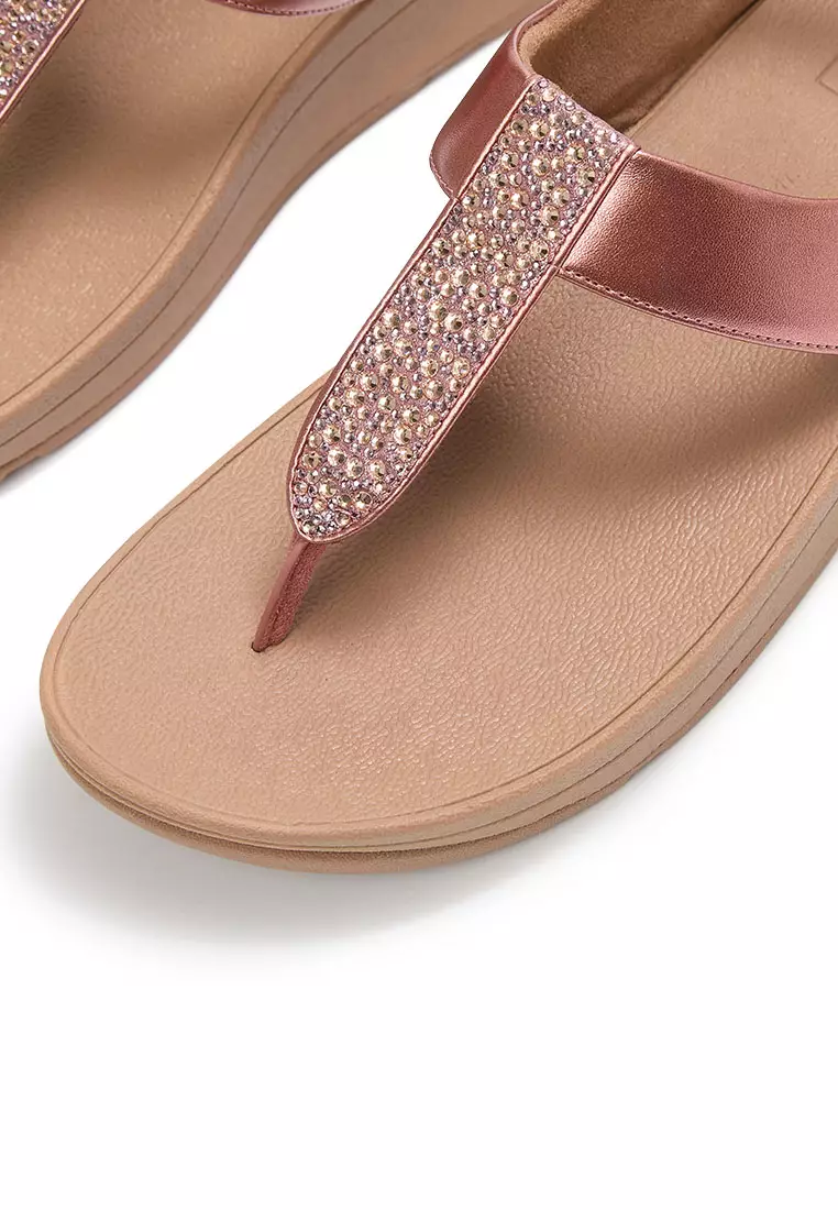 Fino Crystal-Mix Metallic T-Strap Sandals