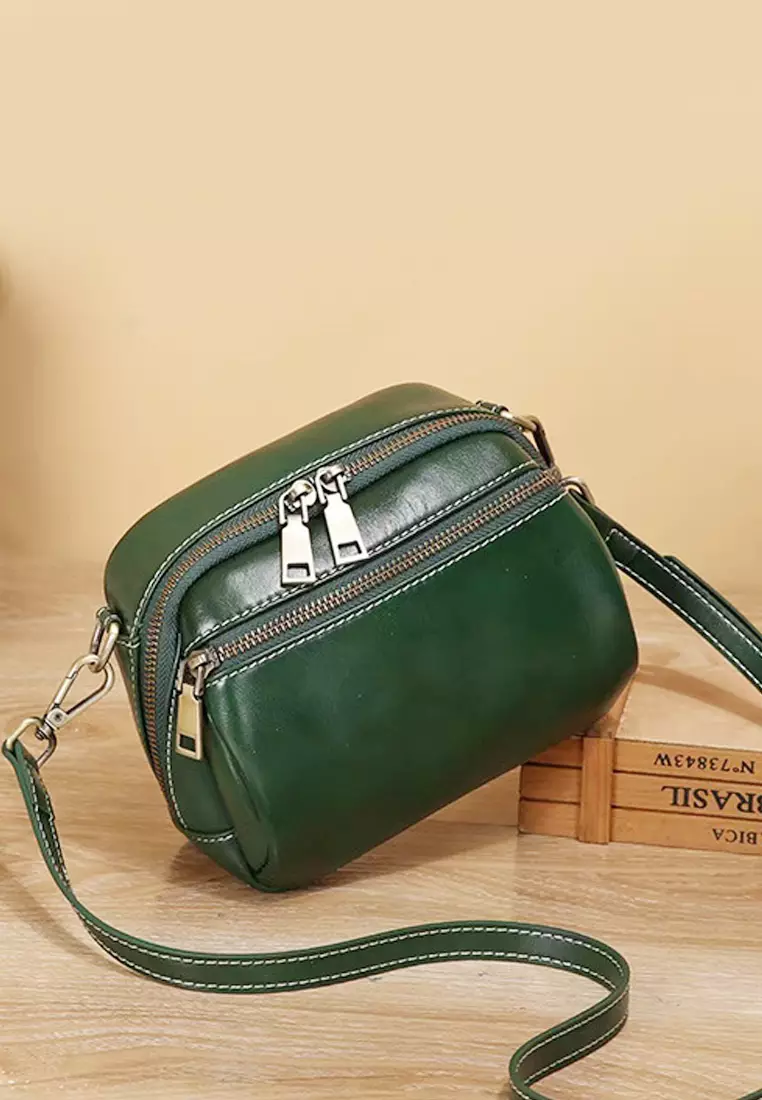 Double zipper sale shoulder bag