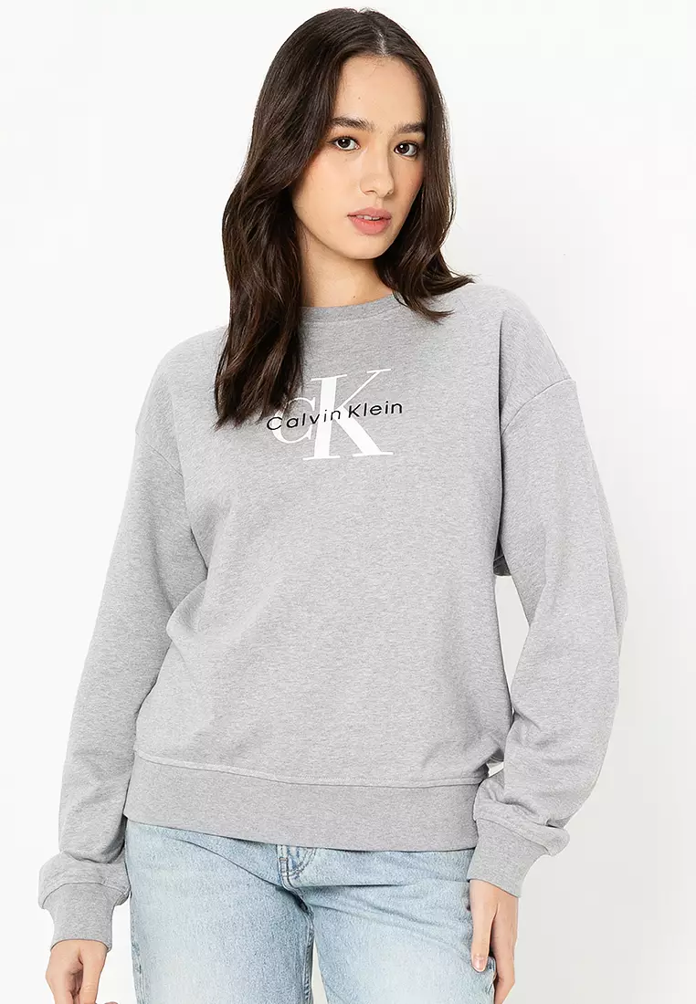 Buy Calvin Klein Monologo French Terry Relaxed Crew Sweatshirt