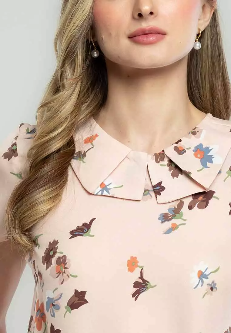Blush Blossom Petal-Collar Blouse