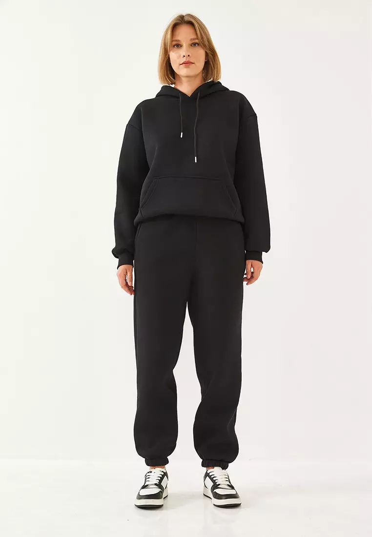 Women's Kangaroo Pocket Hooded Bottom-Top Set Mbhs014 60601014