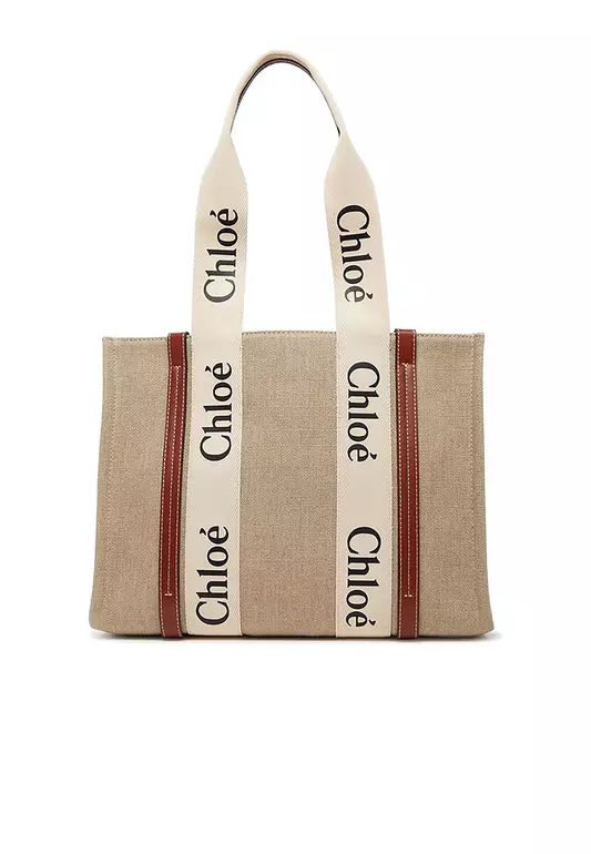 Woody Medium Tote Bag White Brown CHC22AS383I2690U