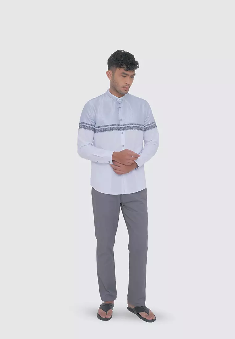 MOC Kemeja Koko Lengan Panjang Pria ORDA - WHITE