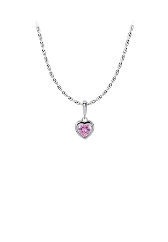 Glamorousky pink 925 Sterling Silver Fashion Romantic October Birthstone Heart Pendant with Pink cubic Zirconia and Necklace 9C511ACED2EDC8GS_1