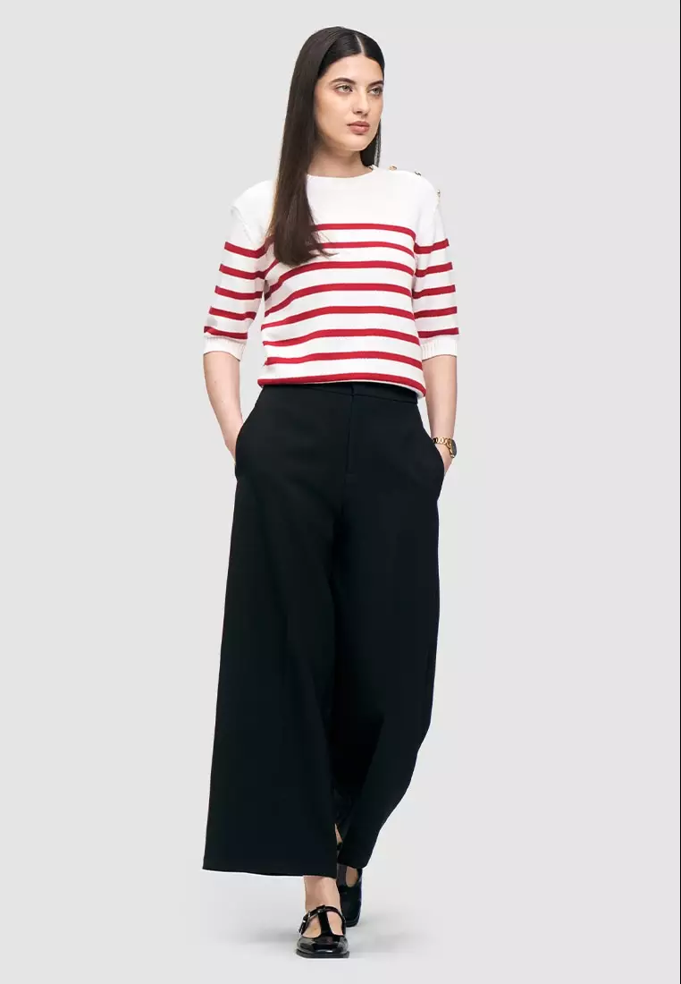 Elbow Length Shirt with Shoulder Button Detail