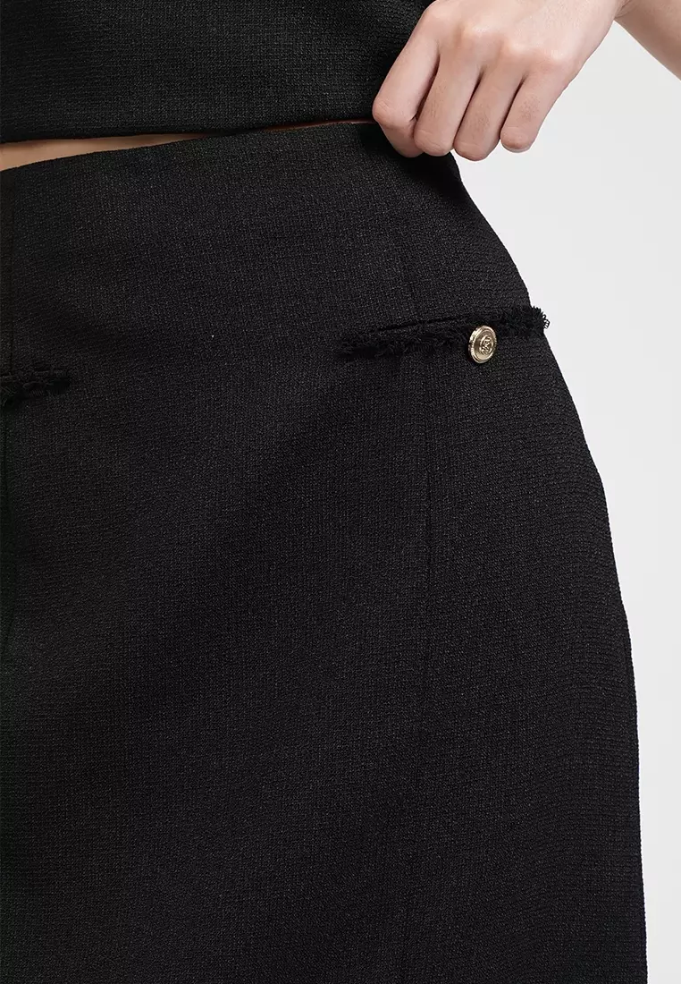 Solana Tweed Skirt with Pocket Accents