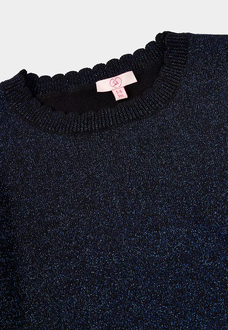 Glitter Navy Lurex Knitted Dress