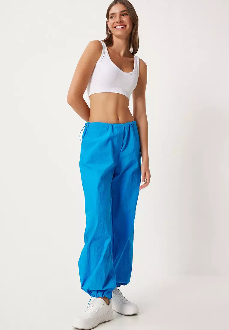 Blue Pocket Parachute Shalwar Pants