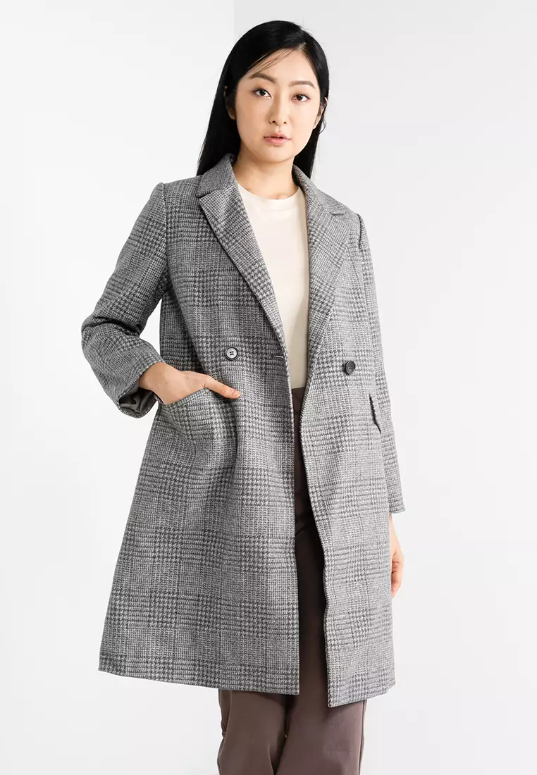 Warehouse tailored longline on sale coat in check