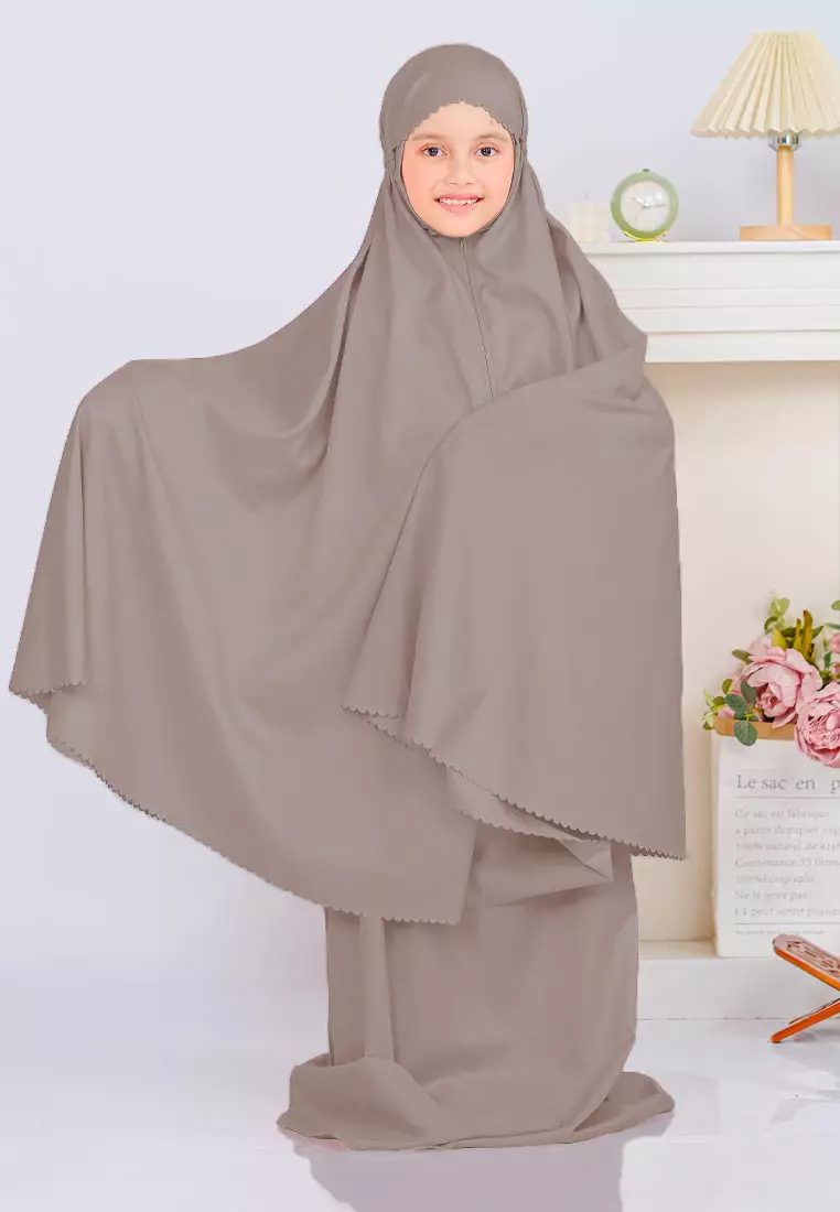 Zelena - Mukena Basic Sabira Lasercut 2in1 Prayer Set - Anak