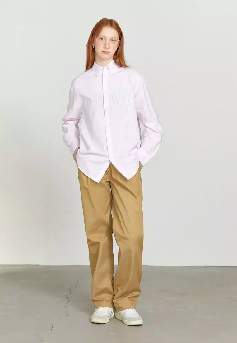 MARITHÉ Embroidery Oxford Shirt Stripe Pink