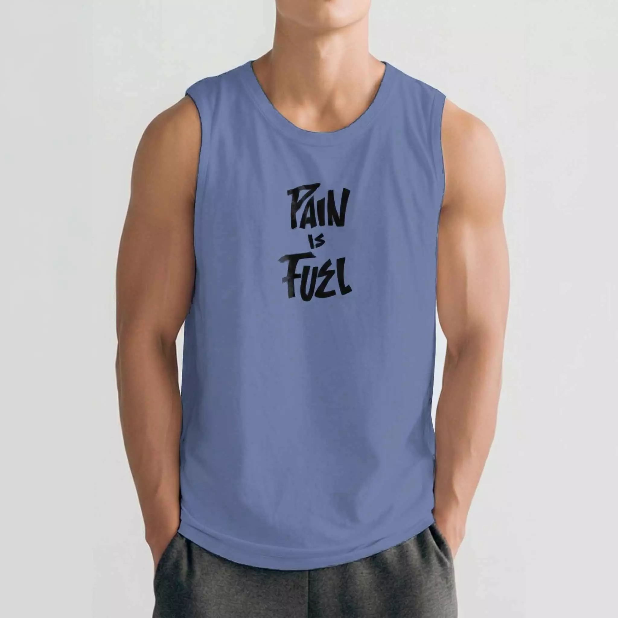 THIRDDAY Kaos Kutung Tank Top Instacool "pain and fuel" country blue MUA27