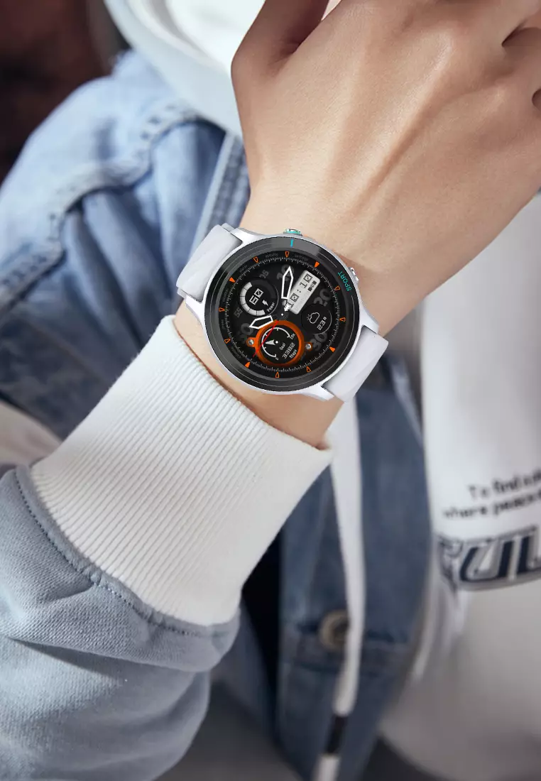 SmartWatch Z123 Bluetooth Call Jam Pintar 24H Temperature Monitoring Sport Fitness Touch Screen AI Voice Assistant white