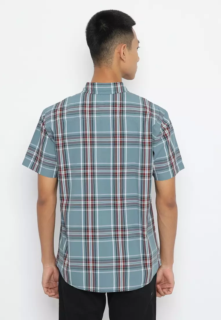 POLICE Kemeja Kotak Yarndyed Abu Regular Fit Pria