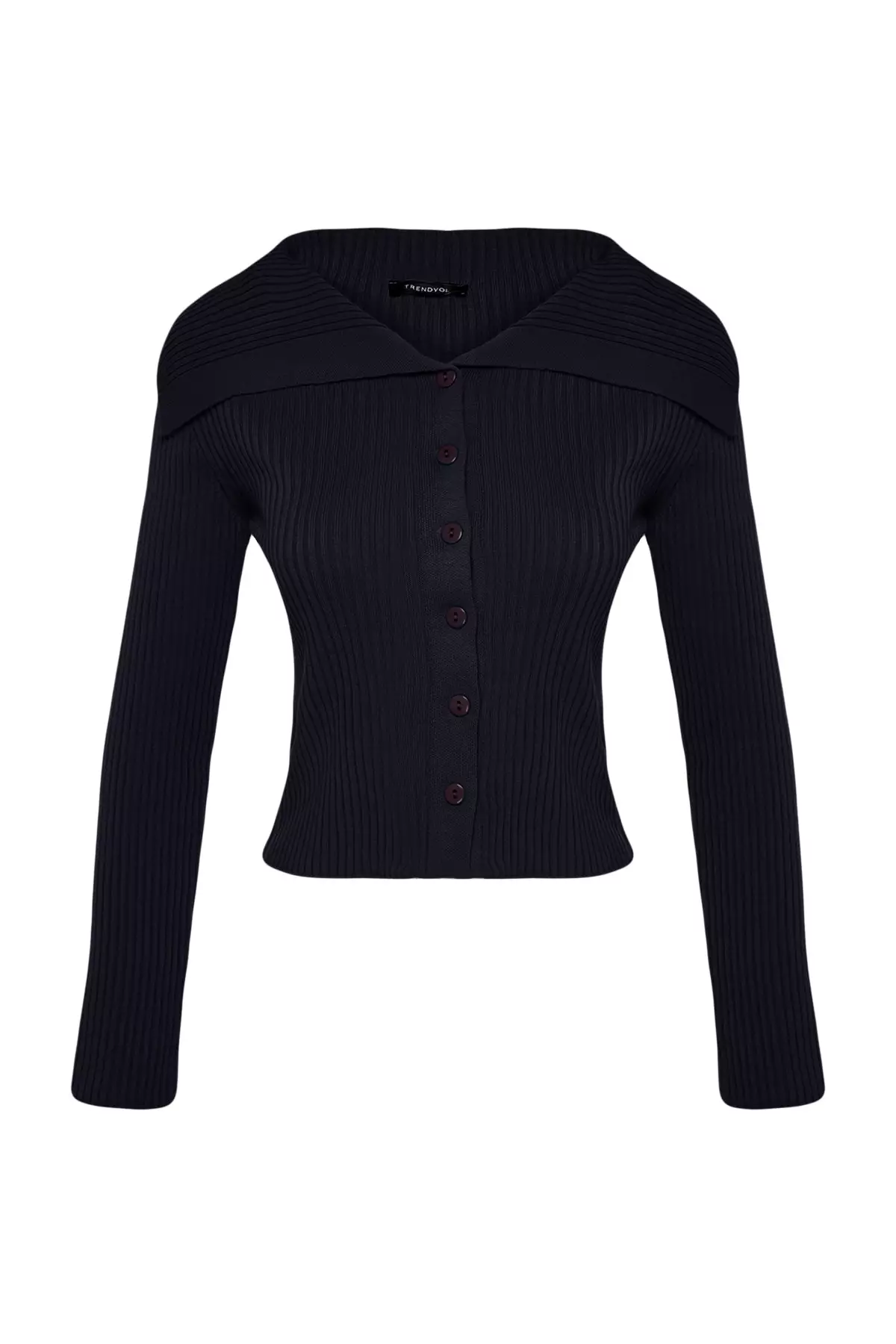 Crop Turn-down Collar Knitwear Cardigan