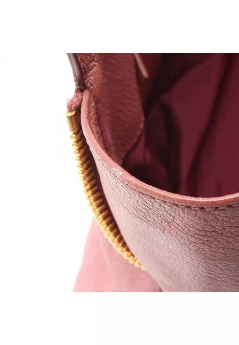 Pre-Loved MIU MIU MADRAS Madras Handbag leather pink 2WAY