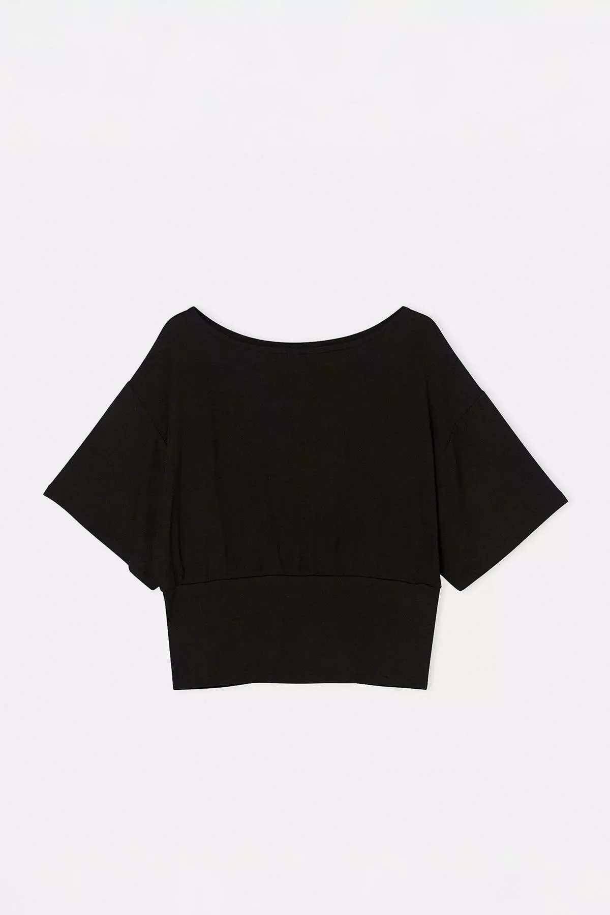 Black Plain Boat Neck Knitted Plus Size Blouse Tbbss26Bf00059