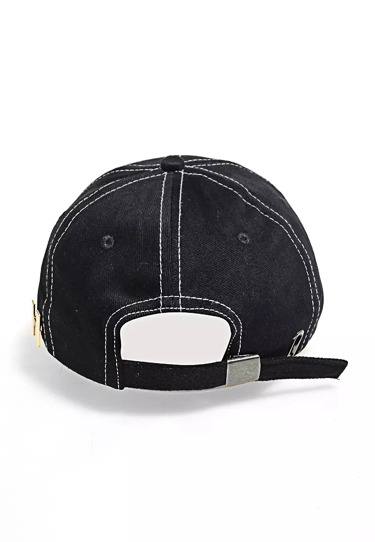 Drsh Aksesoris Fashion Topi Baseball Caps Unisex Desain Bordir Prioritize Material Rafel Denim ORIGINAL - Black